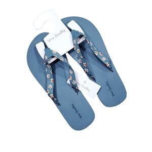 Vera Bradley Webbing Strap Flip Flops Floral Size Large 9-10 Daisy Floral Blue